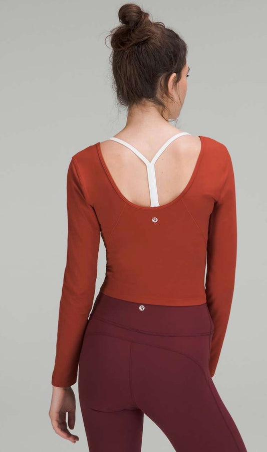 Lululemon Align V neck Long Sleeve Crop Cayenne Sz 4 New Without Tag