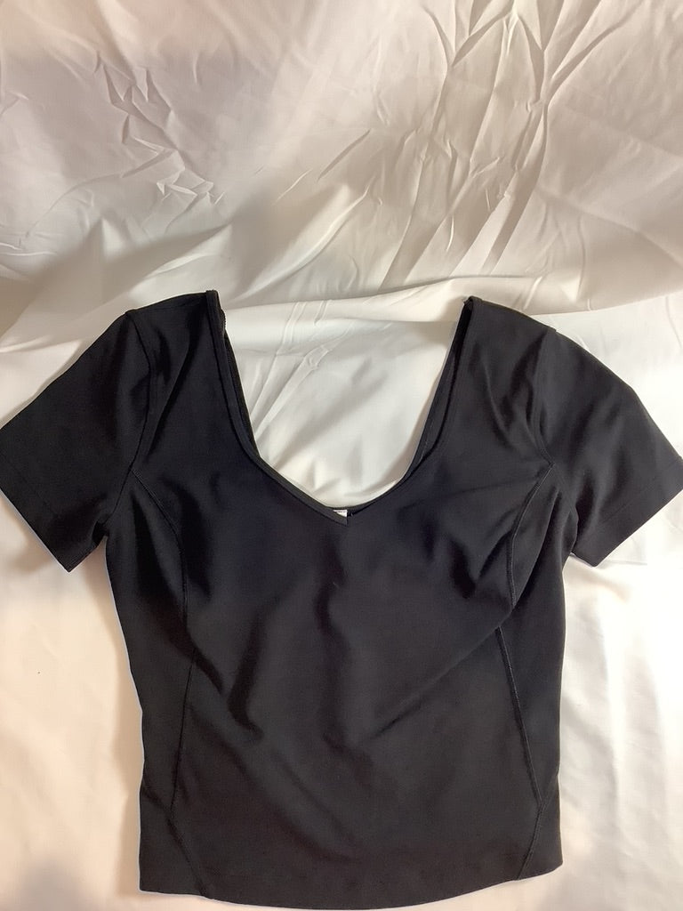 Lululemon Align Cropped Top Black Short Sleeve Sz 4 New Without Tag