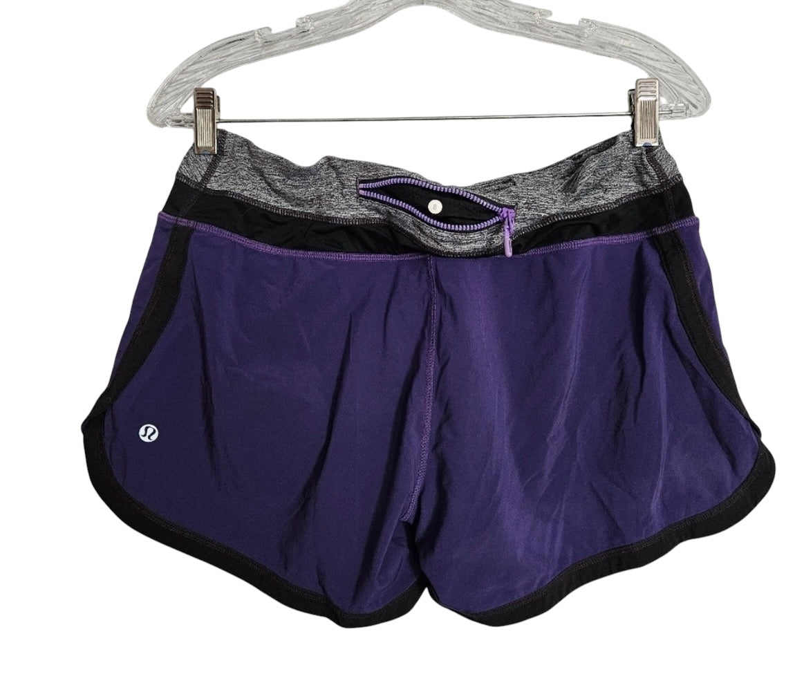 Lululemon Groovy Run Short 4.5" Inseam Power Purple Black Heathered Black Sz 8 Brand New RARE
