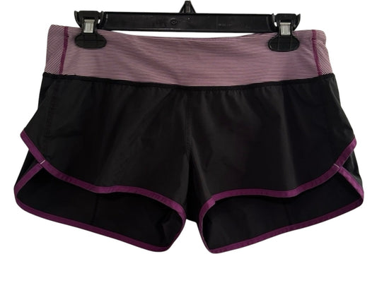 Lululemon Speed Short 2.5" Inseam Black/Wee Space Stripe Dramatic Magenta Sz 10 RARE