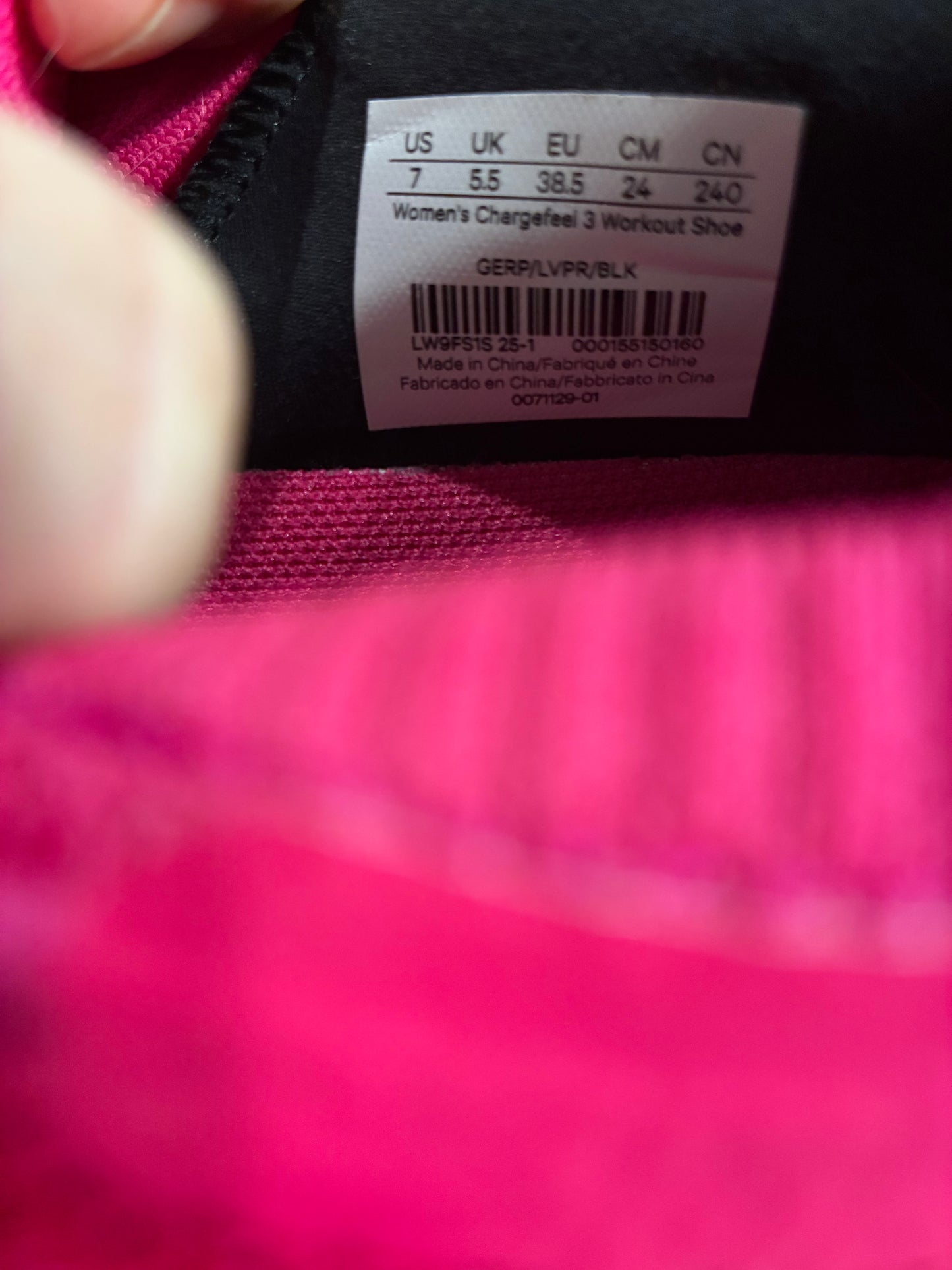 Lululemon Women's Chargefeel 3 Workout Shoe Geranium Pink/Light Vapor/Black Sz 7.0 Brand New