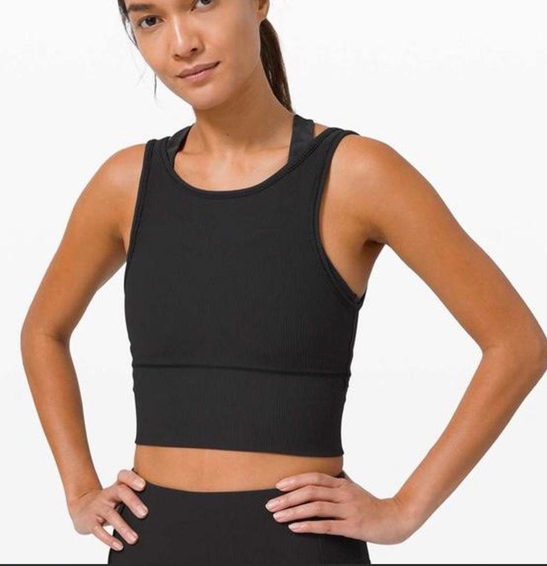 Lululemon Power Pivot Tank Top Rib Black Size 8 Brand New