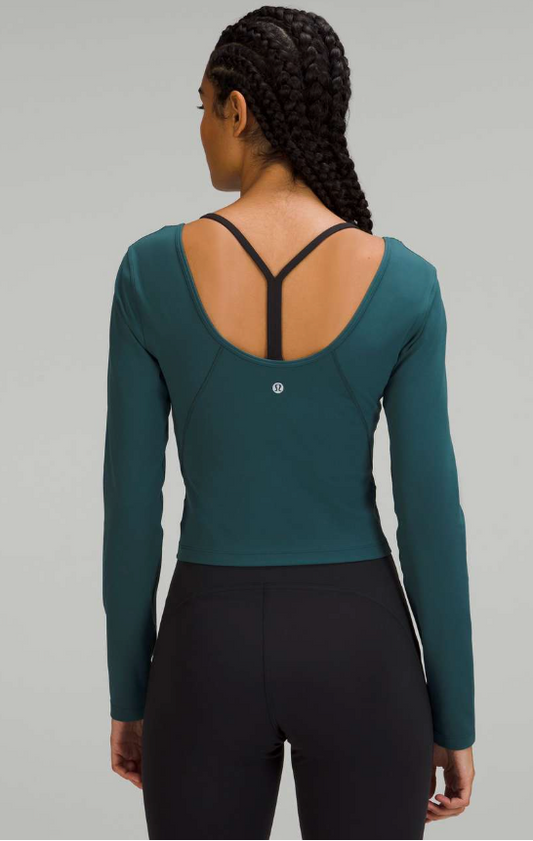 Lululemon Align Long Sleeve Crop Top Green Jasper Sz 6