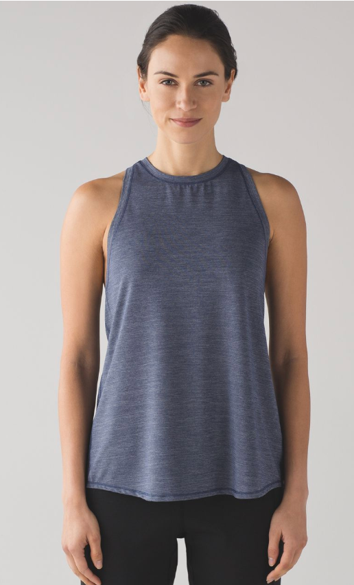 Lululemon Hot Like Agni Singlet Tank Heathered Astro Blue Sz 8