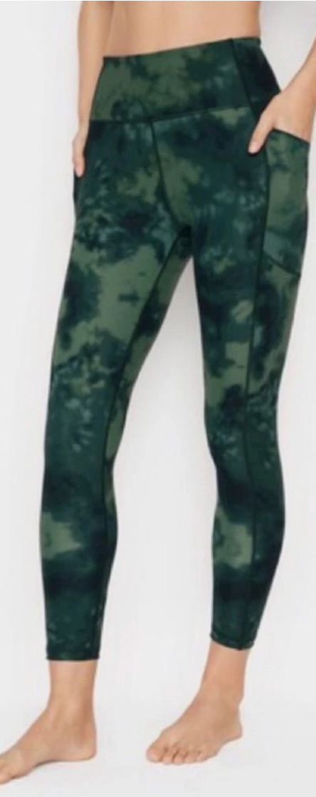 Victoria's Secret High Rise Flow on Point Legging Yoga pants Tie Dye Green & Navy Blue Sz Small Brand New