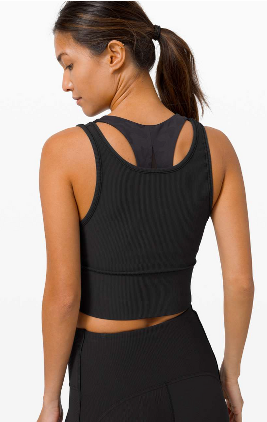 Lululemon Power Pivot Tank Top Rib Black Size 8 Brand New