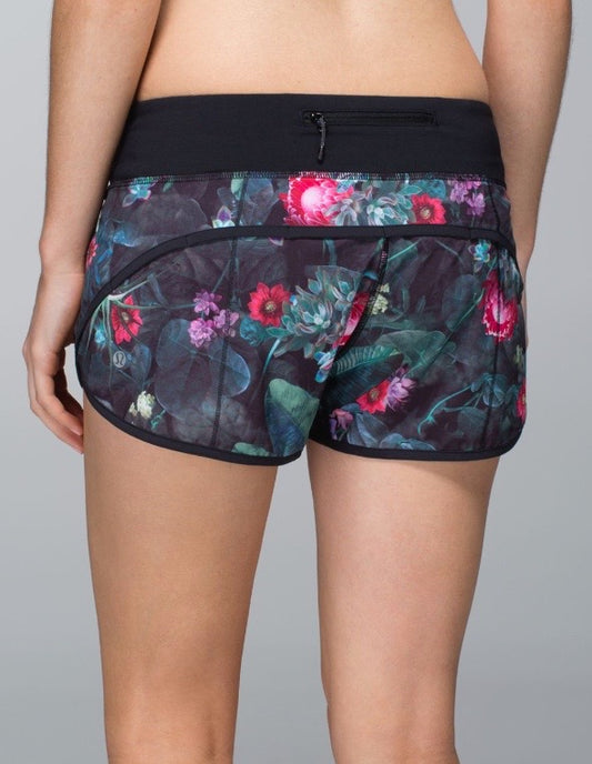 Lululemon Speed Shorts 2.5" Inseam Curious Jungle Black Red Green Floral Multi Sz 10