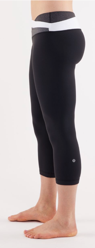 Lululemon Astro Wunder Under 21" Inseam Crop Black/Heathered Black/White Sz 6