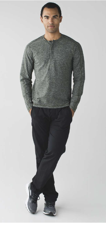 Lululemon Surge Long Sleeve Henley Heathered Gator Green Sz Medium