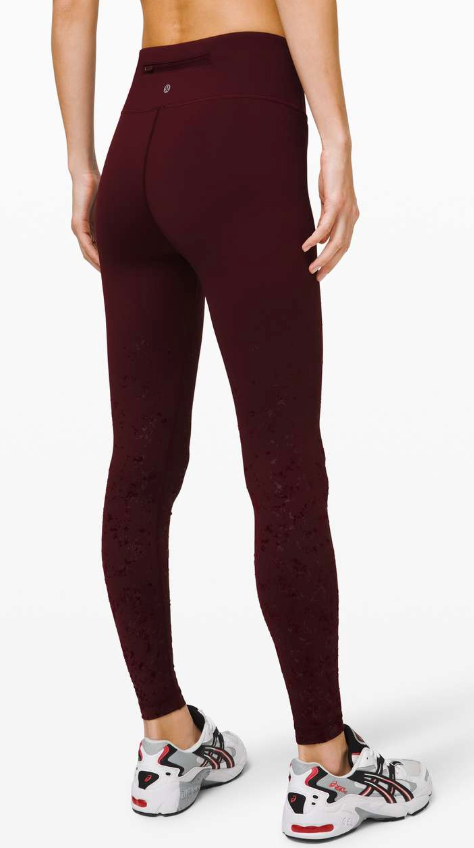 Lululemon RARE Speed Wunder Mid-Rise Tight 28" Inseam Speckle Shine Garnet/Garnet Sz 6