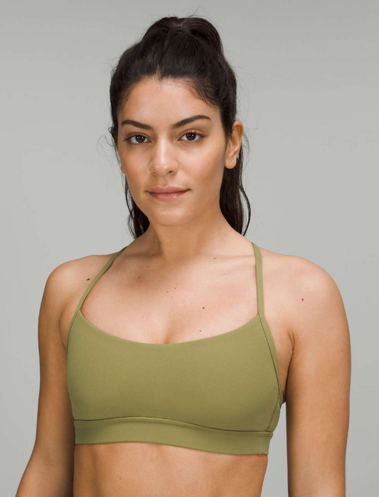 Lululemon Flow Y Nulu Bra Light Support, A–C Cups Bronze Green Sz 4