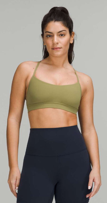 Lululemon Flow Y Nulu Bra Light Support, A–C Cups Bronze Green Sz 4
