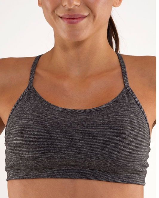 Lululemon Flow Y Bra IV Sports Bra Black Wee Stripe Sz 2