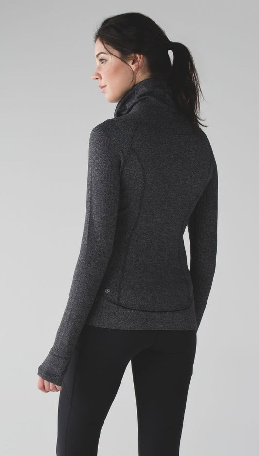 Lululemon Think Fast Pullover Heathered Herringbone Black/Black Sz 6