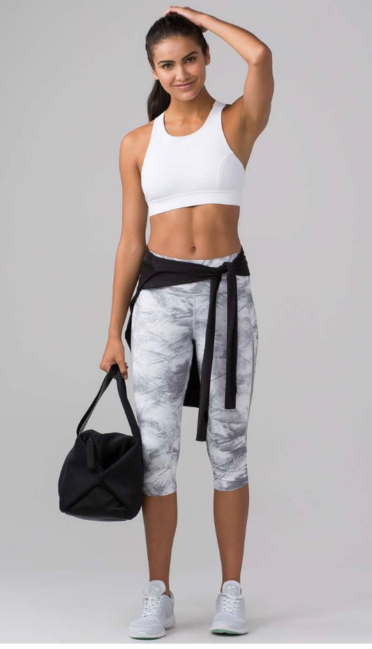 Lululemon Pace Perfect Crop (17”) Breeze By White Light Cast/Light Cast Sz 10 Brand New