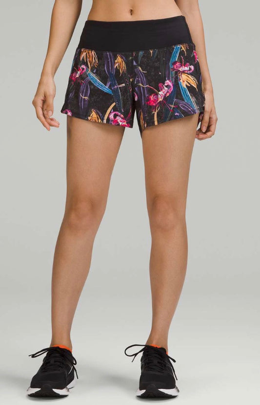 Lululemon Speed up Shorts 4" Inseam Veil Floral Black Multi/Black Sz 8 Brand New With Tag
