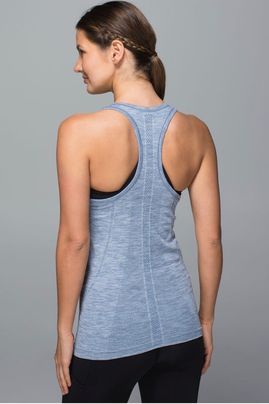 Lululemon Swiftly Tech Racerback 2.0 Tank Top Heathered Blue Denim Sz 20 Brand New With Tag