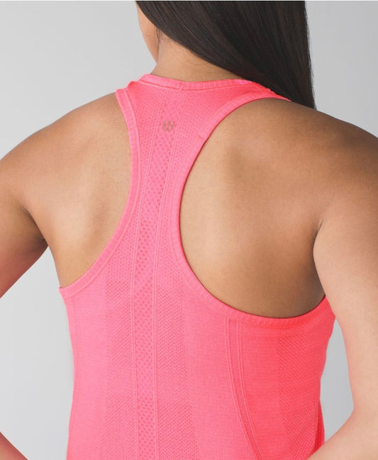 Lululemon Swiftly Tech Racerback Tank Heathered Neon Pink Sz 8