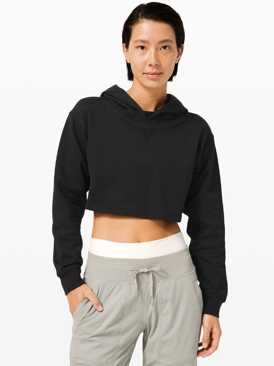 Lululemon All Yours Cropped Black Hoodie Black Sz 6