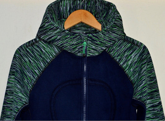 Lululemon Scuba Hoodie Stretch Green Bean/Inkwell We Are From Space Sleeves Sz 6
