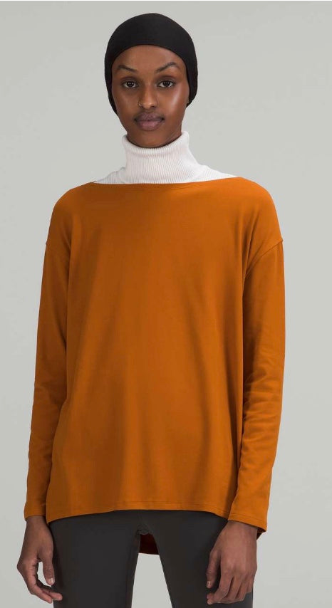 Lululemon Back in Action Long Sleeve Shirt Nulu Butternut Brown Sz 8 Brand New