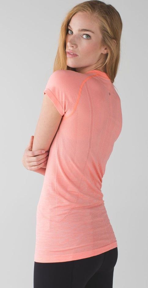 Lululemon Swiftly Tech Short Sleeve Crew Heathered Grapefruit Sz 8