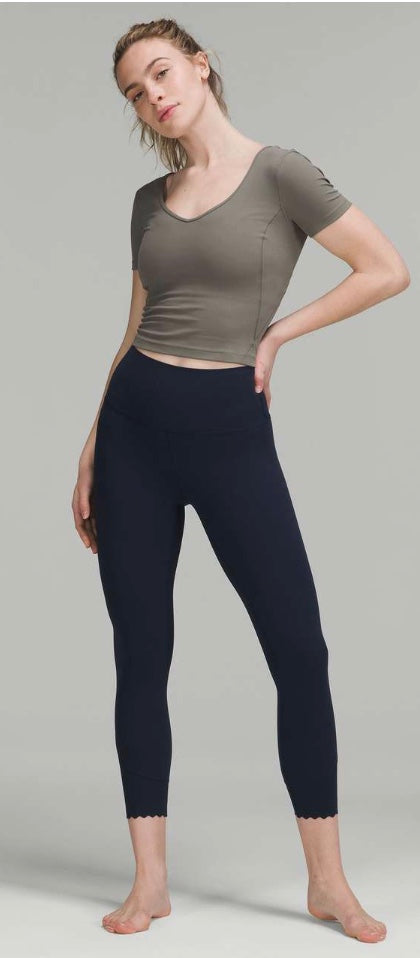 Lululemon Align Crop Tee Grey Sage Sz 12 Brand New With Tag