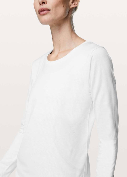 Lululemon Swiftly Tech Long Sleeve (Breeze) Relaxed Fit White / White Sz 10