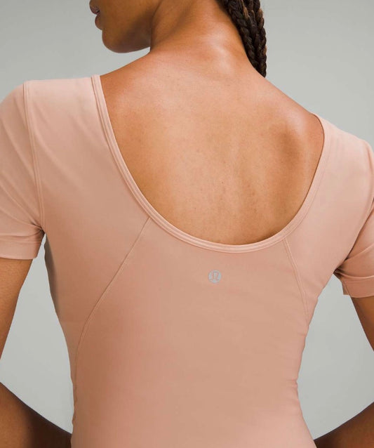 Lululemon Align T Shirt Fitted Short Sleeve V neck Crop Pink Clay Sz 4 Brand New