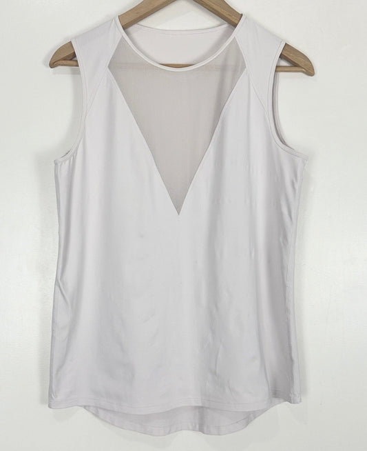 Lululemon V Neck Mesh Sheer Sleeveless Muscle Tank Strawberry Milkshake Sz 16