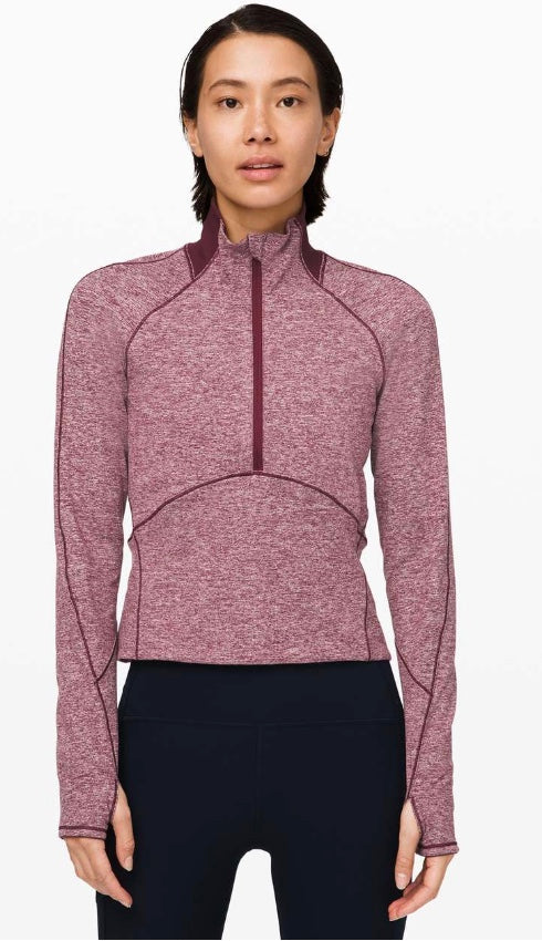 Lululemon Always Alert 1/2 Zip Jacket Heathered Garnet Sz 4
