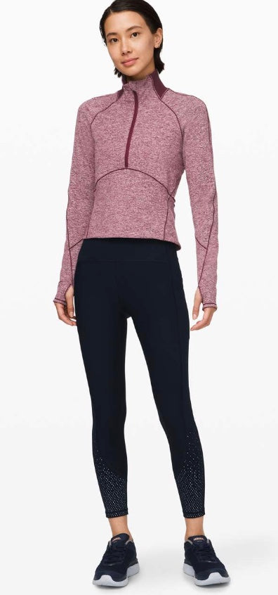 Lululemon Always Alert 1/2 Zip Jacket Heathered Garnet Sz 4