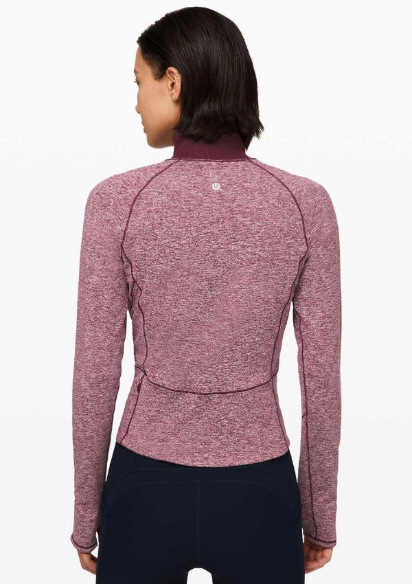 Lululemon Always Alert 1/2 Zip Jacket Heathered Garnet Sz 4