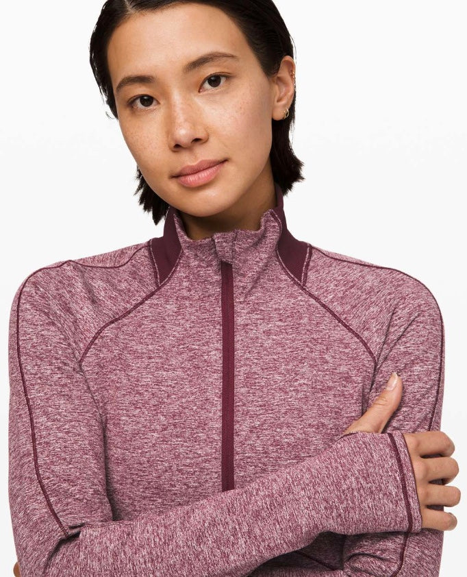 Lululemon Always Alert 1/2 Zip Jacket Heathered Garnet Sz 4