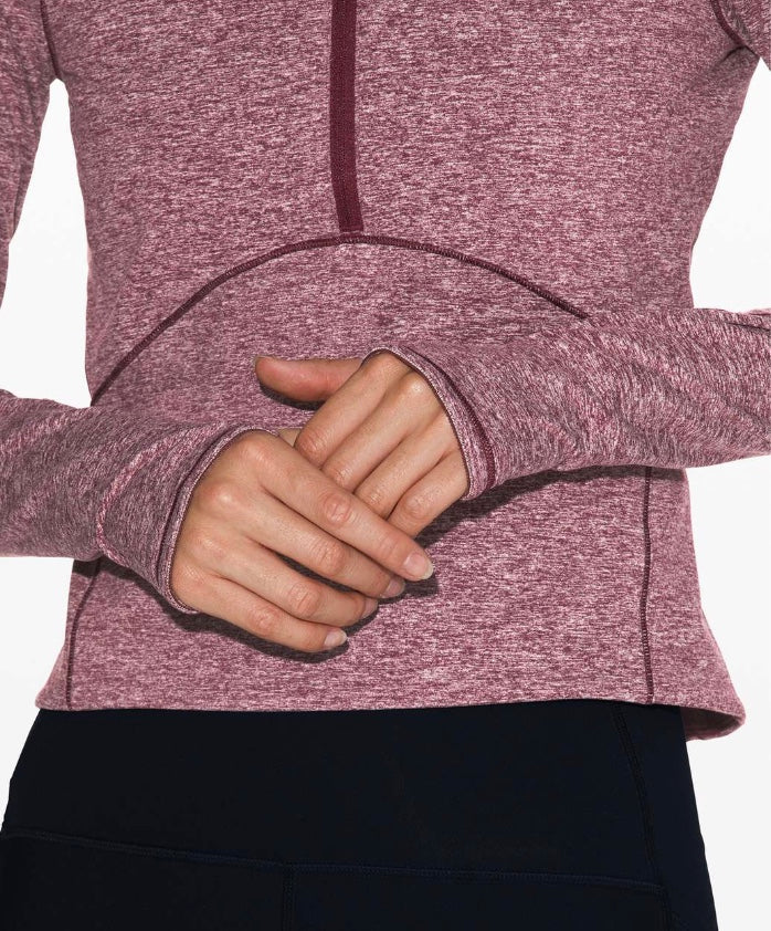 Lululemon Always Alert 1/2 Zip Jacket Heathered Garnet Sz 4