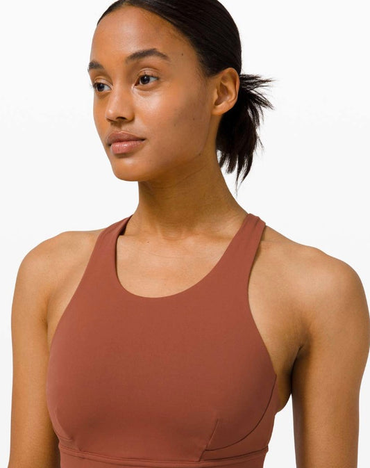 Lululemon Wunder Train Long-Line Bra Medium Support, C/D Cups Dark Terracotta Sz 4 Brand New