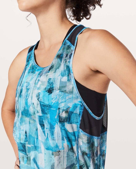 Lululemon Sculpt Tank II Sun Dazed Multi Blue/Super Dark Sz 12