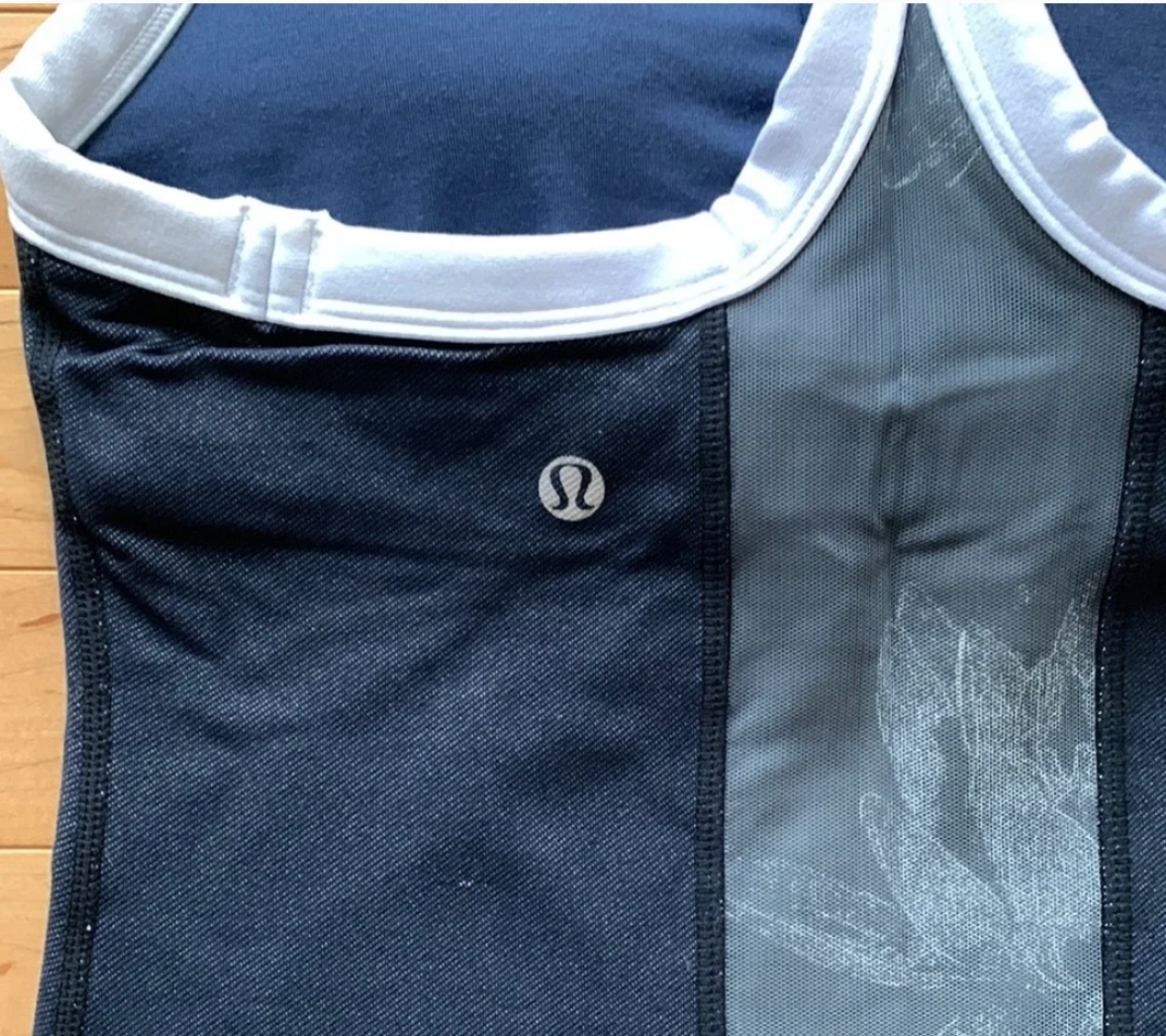 Lululemon Ujjayi Y Tank II *Den Women's RARE Tank Deep Denim/Lotus Sz 6 Excellent Condition