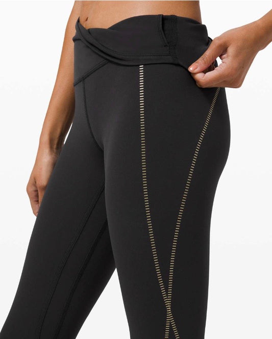 Lululemon Align High-Rise Crop 21" Gold Black Sz 8 Special Edition