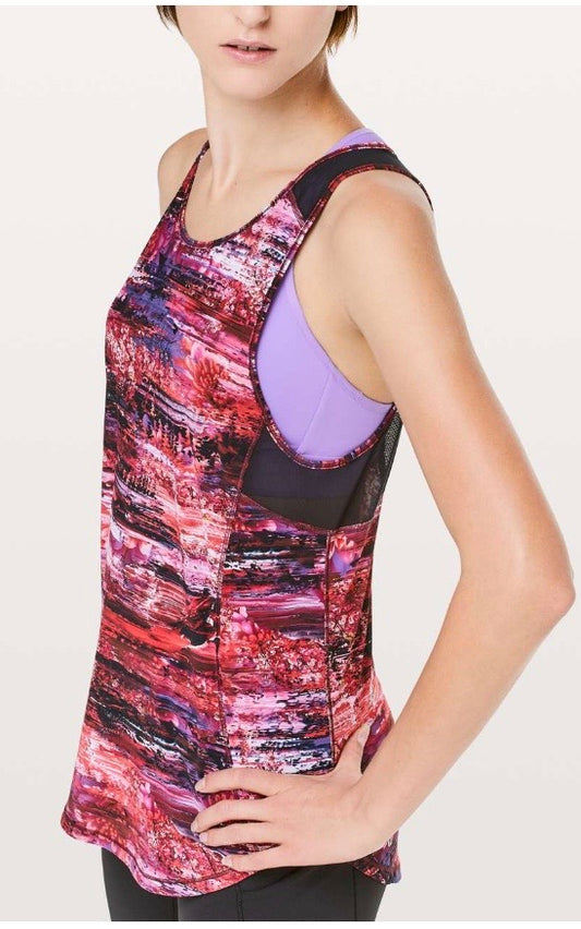 Lululemon Sculpt Tank II Dahliascape Multi/Black Sz 12 Brand New