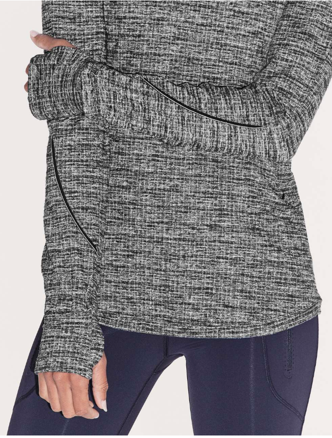 Lululemon Extra Mile Long Sleeve Running Ringspun Denim Black White 6 Brand New