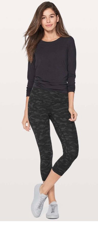 Lululemon Align Crop 21" Inseam Sequoia Camo Print Deep Coal Black Sz 6