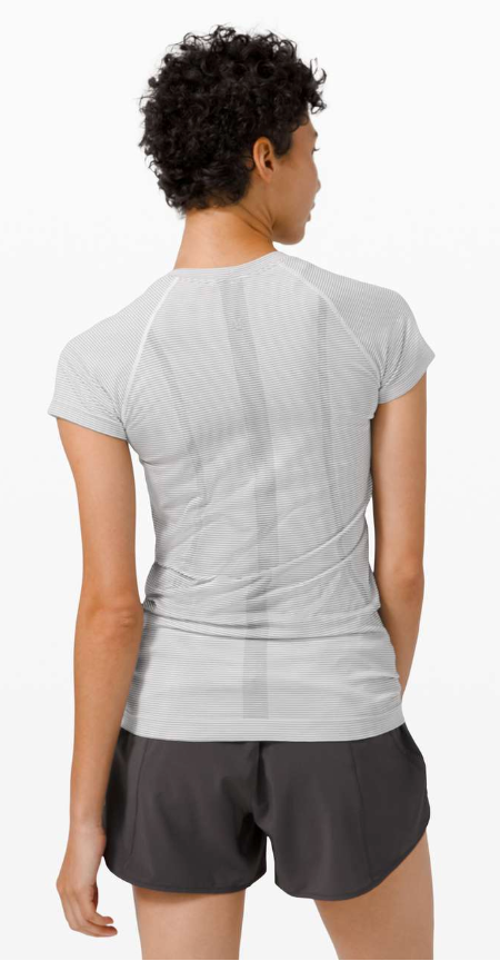 Lululemon Swiftly Tech Short Sleeve 2.0 Tempo Stripe White/Black Sz 8