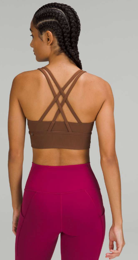Lululemon Energy High-Neck Longline Tough Sports Bra Medium Support, B–D Cups Carob Brown Sz 12 Brand New