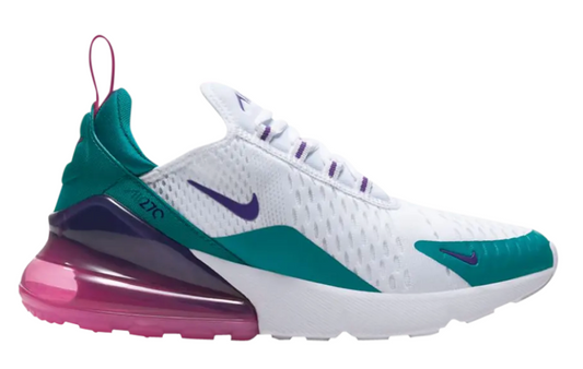 Nike Air Max 270 Women's White/Teal Nebula/Laser Fuchsia Women's Sz 6.5 or Youth 5.0 Brand New