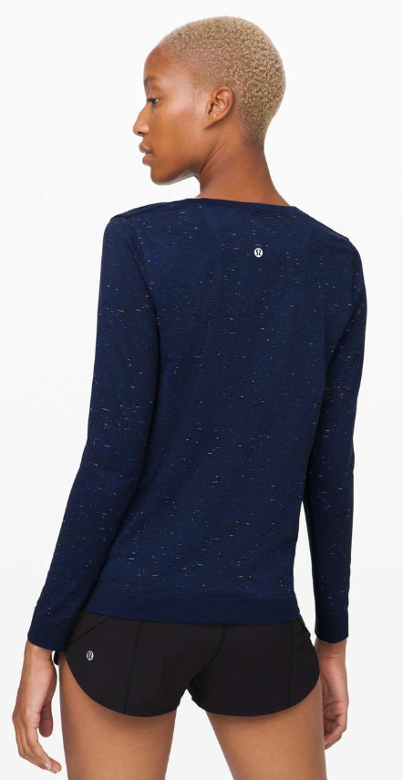 Lululemon Swiftly Relaxed Long Sleeve Hyper Blue/White/Black Sz 12 Brand New