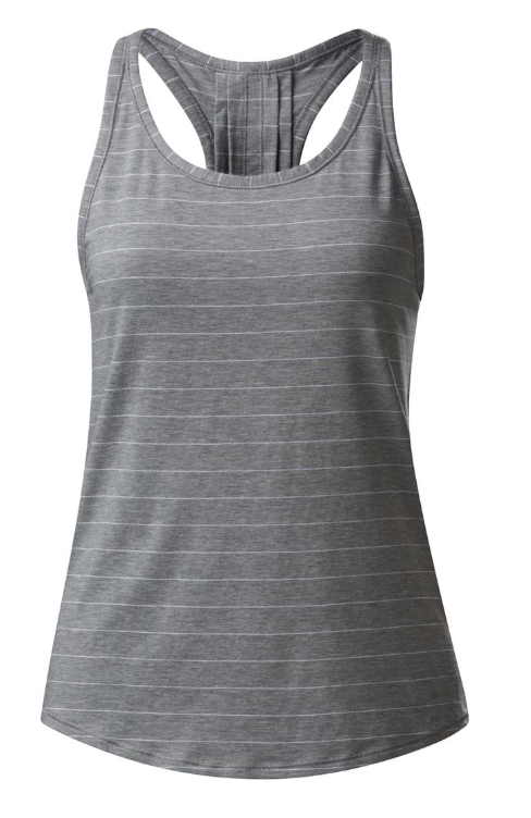 Lululemon Yogi Everyday Tank Stripe Heathered Medium Grey White Sz 12 Brand New