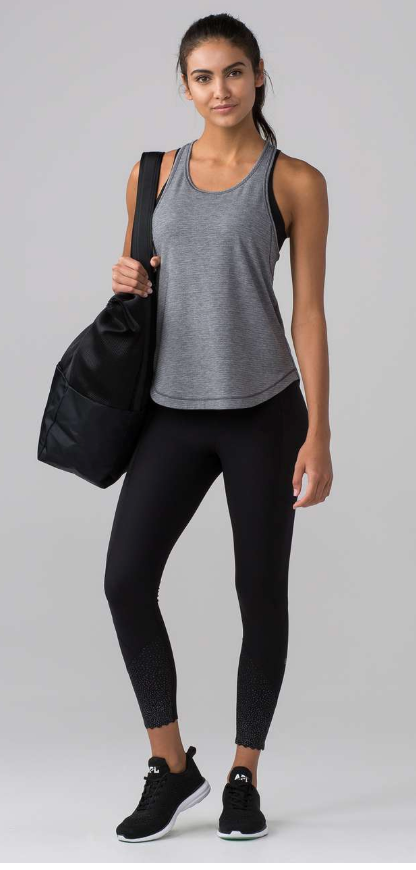 Lululemon Long Distance Tank Heathered Black/Black Sz 10