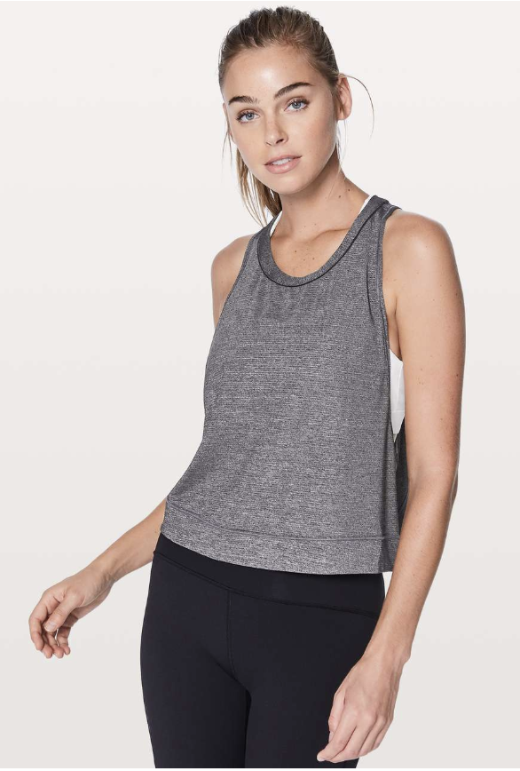 Lululemon Pace Perfect Tank Heathered Black/Black Sz 10 Brand New