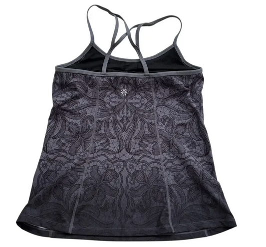 ZZ Athleta|Harmonious Racerback Tank Black Grey Floral Hombre' Sz M Brand New